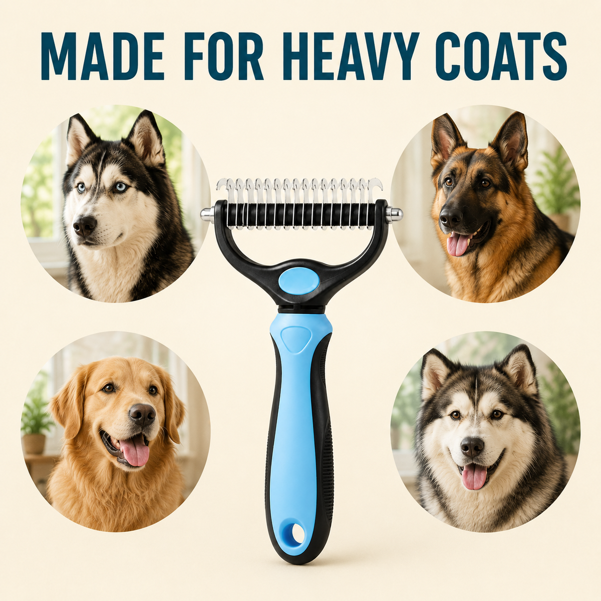 Heavy-Coat Dog Deshedding Comb