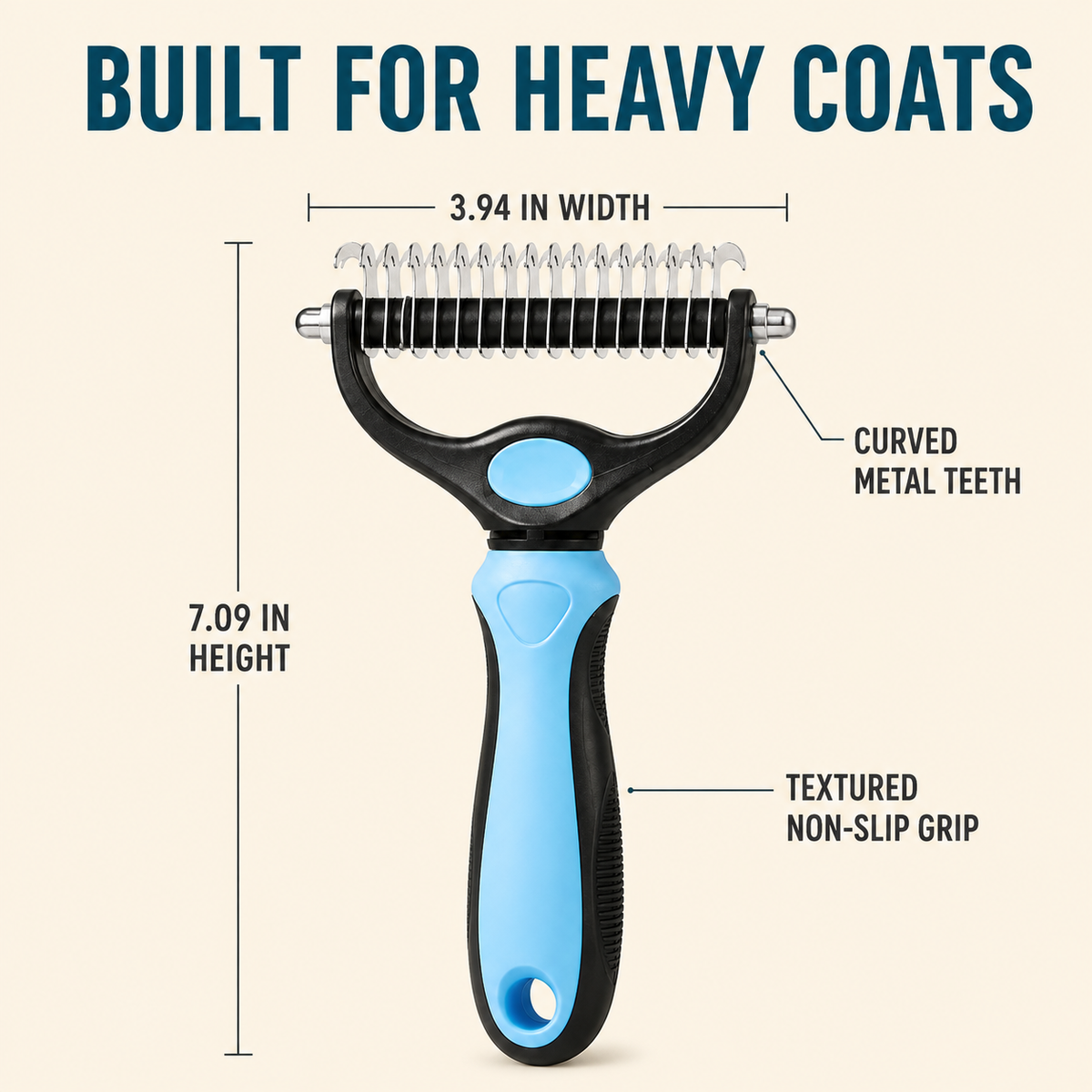 Heavy-Coat Dog Deshedding Comb